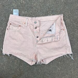 Levi's 501 Button Fly Cut Off Festival Shorts Peach Denim Jean